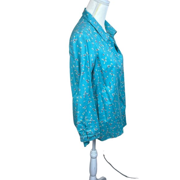 Talbots floral blouse, size Medium Petite, buttons, boho, summer, beach - Picture 3 of 9